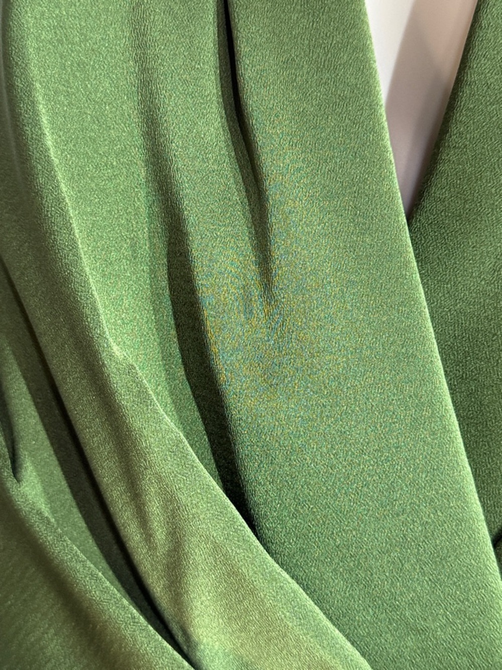 Alex Marie Hazel Olive Green Satin Asymmetrical Tea Length Formal Dress 14P - Picture 9 of 11